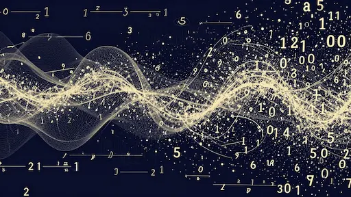 Abstract visualization of digits transitioning into chaotic entropy patterns representing the mathematical foundation of random number generation systems